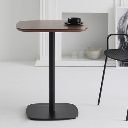 Metal Industrial Square Dining Table Manufactured wood Top Table with Pedestal Base Walnut Without Chairs Clearhalo ' dining_table' 'Dining Tables & Seating' 'Dining Tables' 'furn' 'furn_dining_table' 'Furniture' 'furniture_dining_table' 'Kitchen & Dining Furniture' 'kitchen&dining_furn' 'kitchen' 'kitchen_dining_table' 4545835