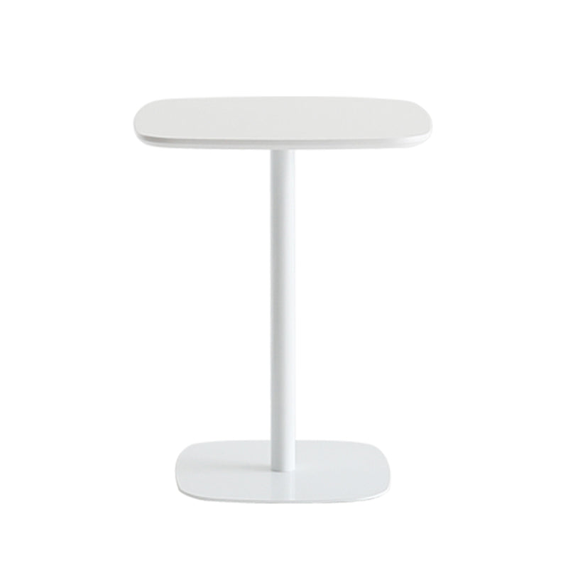 Metal Industrial Square Dining Table Manufactured wood Top Table with Pedestal Base White 27.6"L x 27.6"W x 29.5"H Without Chairs Clearhalo ' dining_table' 'Dining Tables & Seating' 'Dining Tables' 'furn' 'furn_dining_table' 'Furniture' 'furniture_dining_table' 'Kitchen & Dining Furniture' 'kitchen&dining_furn' 'kitchen' 'kitchen_dining_table' 4545836