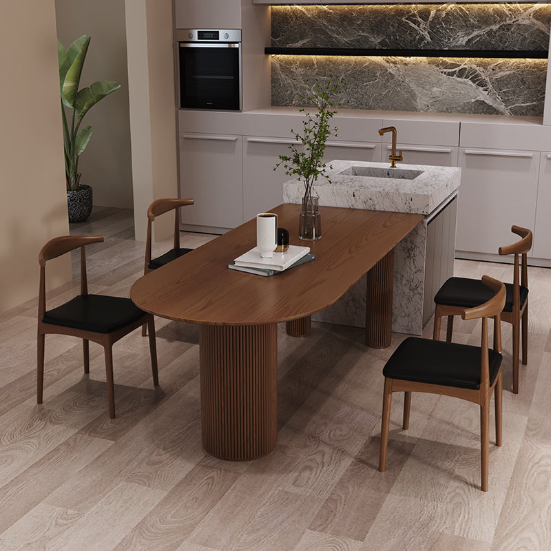 Free Form Solid Pinewood Table Simplicity 3 Legs Table for Dining Room Brown 63"L x 27.6"W x 29.5"H Without Chairs Clearhalo ' dining_table' 'Dining Tables & Seating' 'Dining Tables' 'furn' 'furn_dining_table' 'Furniture' 'furniture_dining_table' 'Kitchen & Dining Furniture' 'kitchen&dining_furn' 'kitchen' 'kitchen_dining_table' 4545848