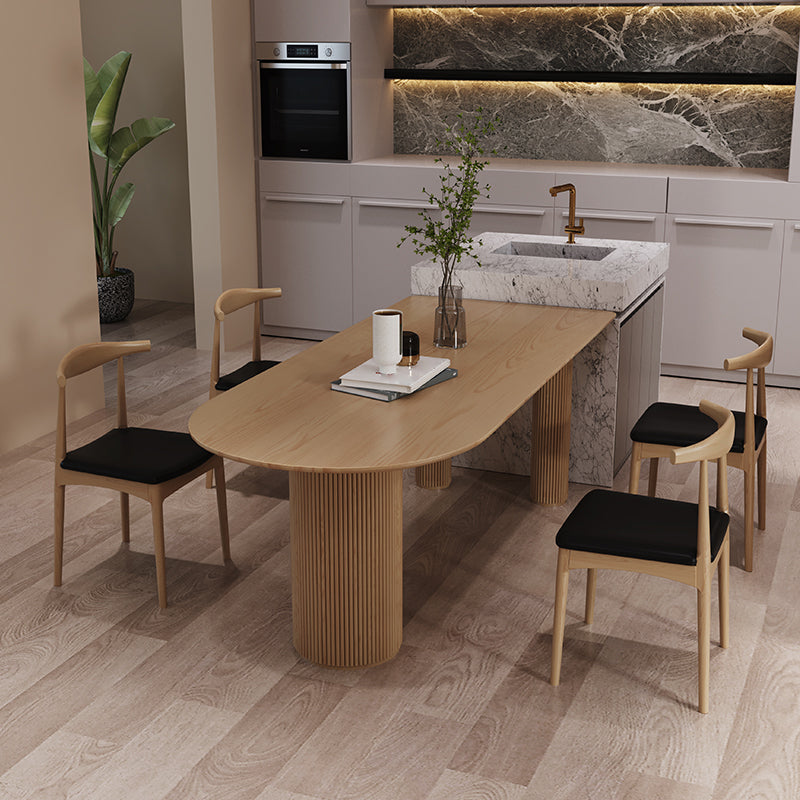 Free Form Solid Pinewood Table Simplicity 3 Legs Table for Dining Room Natural 63"L x 27.6"W x 29.5"H Without Chairs Clearhalo ' dining_table' 'Dining Tables & Seating' 'Dining Tables' 'furn' 'furn_dining_table' 'Furniture' 'furniture_dining_table' 'Kitchen & Dining Furniture' 'kitchen&dining_furn' 'kitchen' 'kitchen_dining_table' 4545850
