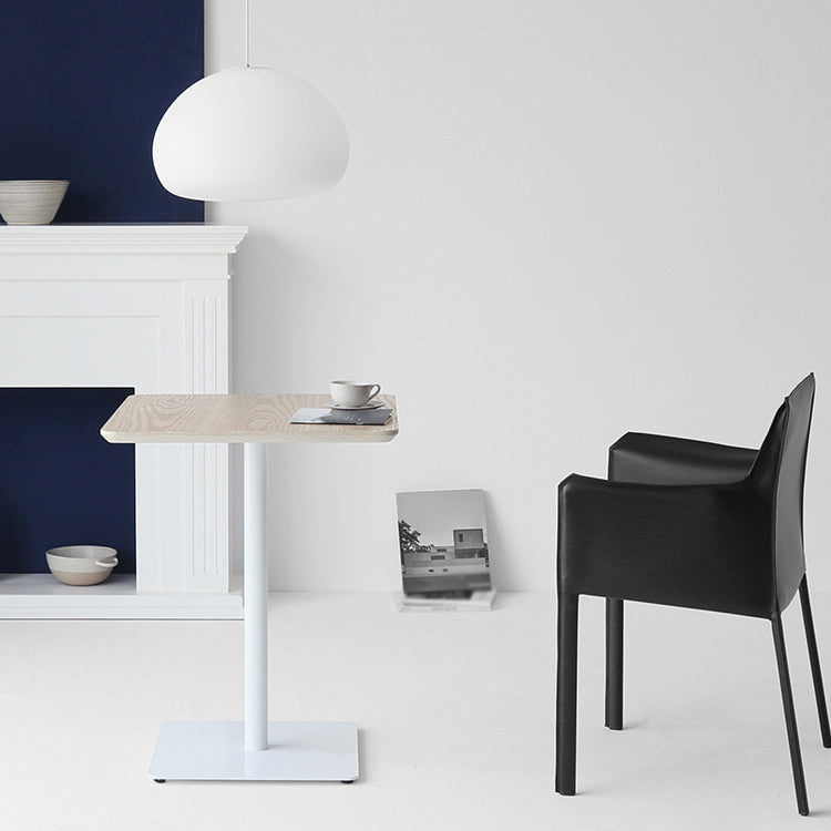 Metal Industrial Square Dining Table Solid Wood Top Indoor Table with Pedestal Base Natural 27.6"L x 27.6"W x 29.5"H Without Chairs Clearhalo ' dining_table' 'Dining Tables & Seating' 'Dining Tables' 'furn' 'furn_dining_table' 'Furniture' 'furniture_dining_table' 'Kitchen & Dining Furniture' 'kitchen&dining_furn' 'kitchen' 'kitchen_dining_table' 4545867