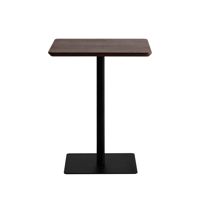 Metal Industrial Square Dining Table Solid Wood Top Indoor Table with Pedestal Base Walnut 23.6"L x 23.6"W x 29.5"H Without Chairs Clearhalo ' dining_table' 'Dining Tables & Seating' 'Dining Tables' 'furn' 'furn_dining_table' 'Furniture' 'furniture_dining_table' 'Kitchen & Dining Furniture' 'kitchen&dining_furn' 'kitchen' 'kitchen_dining_table' 4545868
