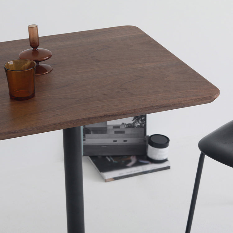 Metal Industrial Square Dining Table Solid Wood Top Indoor Table with Pedestal Base Clearhalo ' dining_table' 'Dining Tables & Seating' 'Dining Tables' 'furn' 'furn_dining_table' 'Furniture' 'furniture_dining_table' 'Kitchen & Dining Furniture' 'kitchen&dining_furn' 'kitchen' 'kitchen_dining_table' 4545870