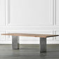 Rectangle Shape Glam Dining Table Double Pedestal Table with Solid Wood 86.6"L x 35.4"W x 29.5"H Without Chairs Clearhalo ' dining_table' 'Dining Tables & Seating' 'Dining Tables' 'furn' 'furn_dining_table' 'Furniture' 'furniture_dining_table' 'Kitchen & Dining Furniture' 'kitchen&dining_furn' 'kitchen' 'kitchen_dining_table' 4545885
