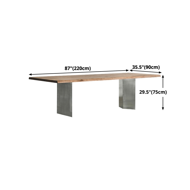 Rectangle Shape Glam Dining Table Double Pedestal Table with Solid Wood Clearhalo ' dining_table' 'Dining Tables & Seating' 'Dining Tables' 'furn' 'furn_dining_table' 'Furniture' 'furniture_dining_table' 'Kitchen & Dining Furniture' 'kitchen&dining_furn' 'kitchen' 'kitchen_dining_table' 4545896