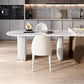 Sintered Stone Top Luxury White Table Table with Double Pedestal Base for Restaurant Free Form 70.9"L x 31.5"W x 29.5"H Without Chairs Clearhalo ' dining_table' 'Dining Tables & Seating' 'Dining Tables' 'furn' 'furn_dining_table' 'Furniture' 'furniture_dining_table' 'Kitchen & Dining Furniture' 'kitchen&dining_furn' 'kitchen' 'kitchen_dining_table' 4545902