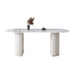 Sintered Stone Top Luxury White Table Table with Double Pedestal Base for Restaurant Oval Without Chairs Clearhalo ' dining_table' 'Dining Tables & Seating' 'Dining Tables' 'furn' 'furn_dining_table' 'Furniture' 'furniture_dining_table' 'Kitchen & Dining Furniture' 'kitchen&dining_furn' 'kitchen' 'kitchen_dining_table' 4545903
