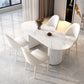 Sintered Stone Top Luxury White Table Table with Double Pedestal Base for Restaurant Clearhalo ' dining_table' 'Dining Tables & Seating' 'Dining Tables' 'furn' 'furn_dining_table' 'Furniture' 'furniture_dining_table' 'Kitchen & Dining Furniture' 'kitchen&dining_furn' 'kitchen' 'kitchen_dining_table' 4545909