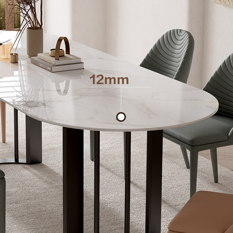 Modern Oval Dining Table Stone Top Table with Double Pedestal Base Clearhalo ' dining_table' 'Dining Tables & Seating' 'Dining Tables' 'furn' 'furn_dining_table' 'Furniture' 'furniture_dining_table' 'Kitchen & Dining Furniture' 'kitchen&dining_furn' 'kitchen' 'kitchen_dining_table' 4545926