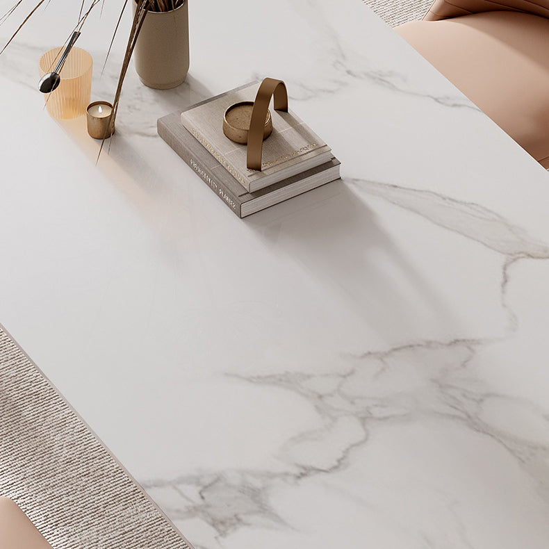 Modern Oval Dining Table Stone Top Table with Double Pedestal Base Clearhalo ' dining_table' 'Dining Tables & Seating' 'Dining Tables' 'furn' 'furn_dining_table' 'Furniture' 'furniture_dining_table' 'Kitchen & Dining Furniture' 'kitchen&dining_furn' 'kitchen' 'kitchen_dining_table' 4545928