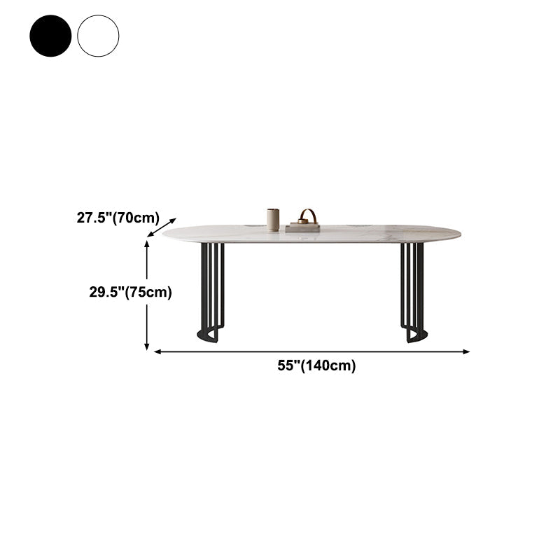 Modern Oval Dining Table Stone Top Table with Double Pedestal Base Clearhalo ' dining_table' 'Dining Tables & Seating' 'Dining Tables' 'furn' 'furn_dining_table' 'Furniture' 'furniture_dining_table' 'Kitchen & Dining Furniture' 'kitchen&dining_furn' 'kitchen' 'kitchen_dining_table' 4545931