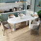 Metal Contemporary White Dining Table Sintered Stone Top Table for Dining Room Free Form 63"L x 27.6"W x 29.5"H Without Chairs Clearhalo ' dining_table' 'Dining Tables & Seating' 'Dining Tables' 'furn' 'furn_dining_table' 'Furniture' 'furniture_dining_table' 'Kitchen & Dining Furniture' 'kitchen&dining_furn' 'kitchen' 'kitchen_dining_table' 4545935