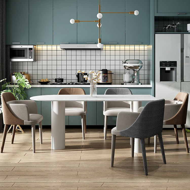 Metal Contemporary White Dining Table Sintered Stone Top Table for Dining Room Free Form 55.1"L x 27.6"W x 29.5"H Without Chairs Clearhalo ' dining_table' 'Dining Tables & Seating' 'Dining Tables' 'furn' 'furn_dining_table' 'Furniture' 'furniture_dining_table' 'Kitchen & Dining Furniture' 'kitchen&dining_furn' 'kitchen' 'kitchen_dining_table' 4545936