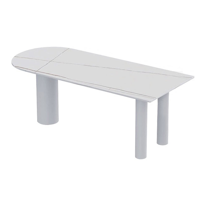Metal Contemporary White Dining Table Sintered Stone Top Table for Dining Room Free Form 70.9"L x 31.5"W x 29.5"H Without Chairs Clearhalo ' dining_table' 'Dining Tables & Seating' 'Dining Tables' 'furn' 'furn_dining_table' 'Furniture' 'furniture_dining_table' 'Kitchen & Dining Furniture' 'kitchen&dining_furn' 'kitchen' 'kitchen_dining_table' 4545939