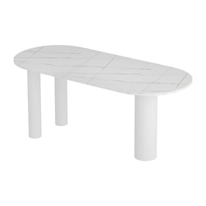 Metal Contemporary White Dining Table Sintered Stone Top Table for Dining Room Oval Without Chairs Clearhalo ' dining_table' 'Dining Tables & Seating' 'Dining Tables' 'furn' 'furn_dining_table' 'Furniture' 'furniture_dining_table' 'Kitchen & Dining Furniture' 'kitchen&dining_furn' 'kitchen' 'kitchen_dining_table' 4545943