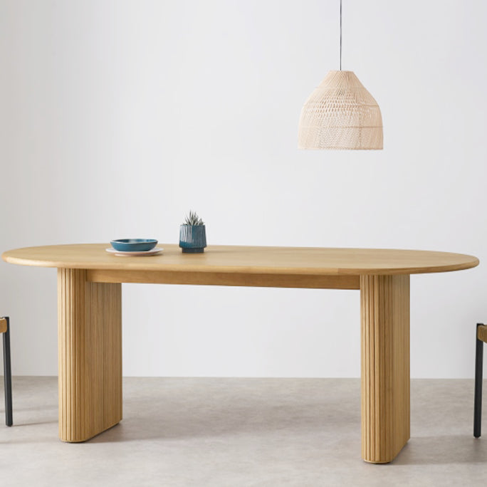 Oval Solid Wood Dining Table Simplicity Double Pedestal Table for Dining Room 70.9"L x 31.5"W x 29.5"H Without Chairs Clearhalo ' dining_table' 'Dining Tables & Seating' 'Dining Tables' 'furn' 'furn_dining_table' 'Furniture' 'furniture_dining_table' 'Kitchen & Dining Furniture' 'kitchen&dining_furn' 'kitchen' 'kitchen_dining_table' 4545952