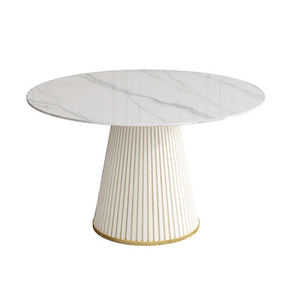 Modern Style Dining Table Round White Sintered Stone Dining Table for Home Use Fixed Table Without Chairs Clearhalo ' dining_table' 'Dining Tables & Seating' 'Dining Tables' 'furn' 'furn_dining_table' 'Furniture' 'furniture_dining_table' 'Kitchen & Dining Furniture' 'kitchen&dining_furn' 'kitchen' 'kitchen_dining_table' 4545969