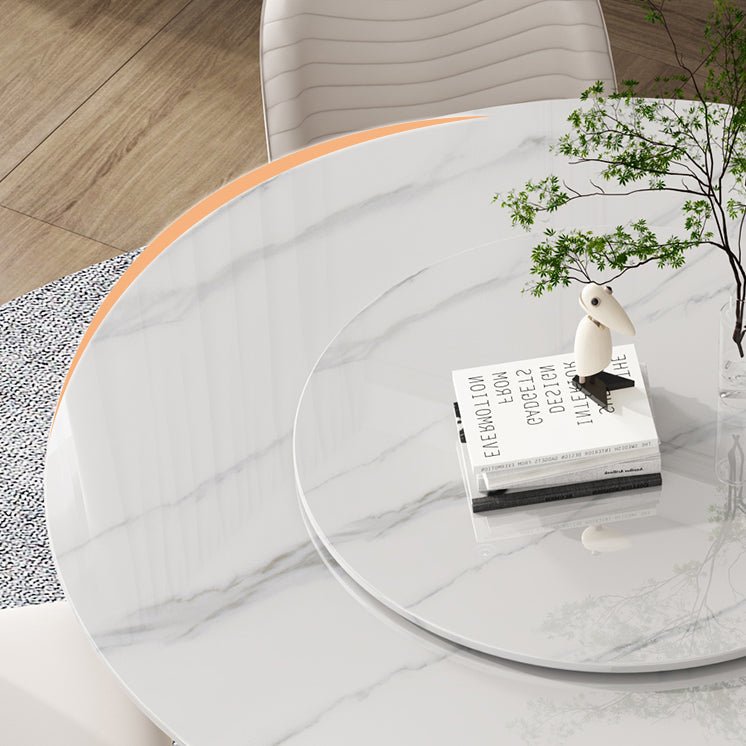 Modern Style Dining Table Round White Sintered Stone Dining Table for Home Use Clearhalo ' dining_table' 'Dining Tables & Seating' 'Dining Tables' 'furn' 'furn_dining_table' 'Furniture' 'furniture_dining_table' 'Kitchen & Dining Furniture' 'kitchen&dining_furn' 'kitchen' 'kitchen_dining_table' 4545970