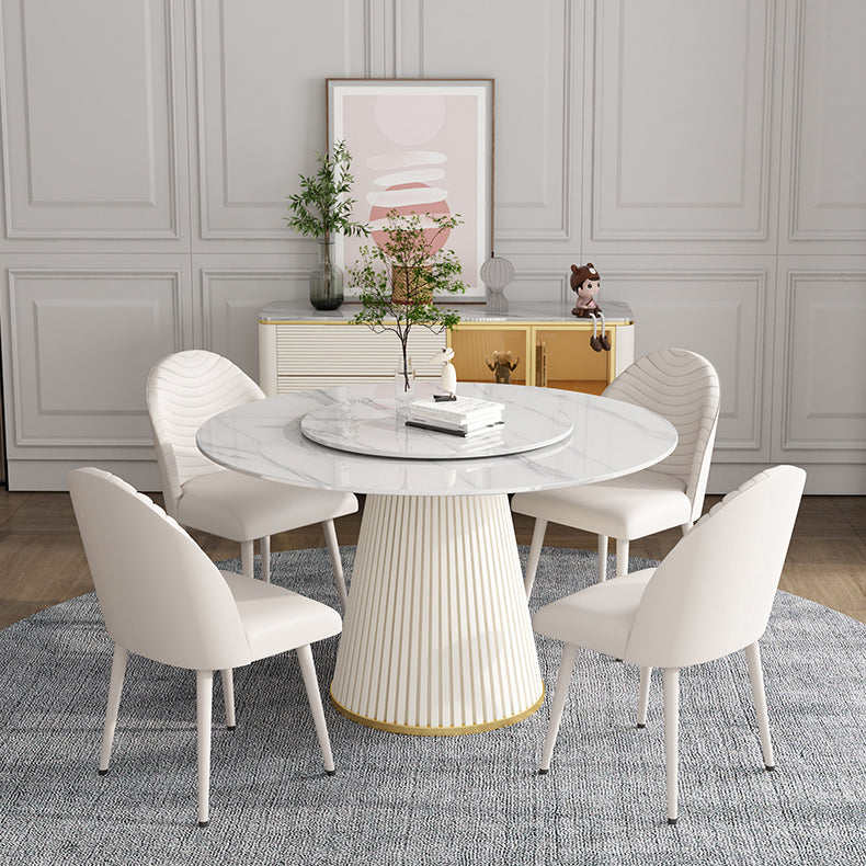 Modern Style Dining Table Round White Sintered Stone Dining Table for Home Use Clearhalo ' dining_table' 'Dining Tables & Seating' 'Dining Tables' 'furn' 'furn_dining_table' 'Furniture' 'furniture_dining_table' 'Kitchen & Dining Furniture' 'kitchen&dining_furn' 'kitchen' 'kitchen_dining_table' 4545977