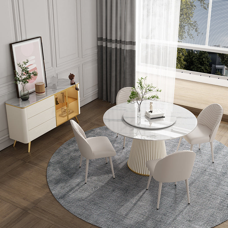 Modern Style Dining Table Round White Sintered Stone Dining Table for Home Use Clearhalo ' dining_table' 'Dining Tables & Seating' 'Dining Tables' 'furn' 'furn_dining_table' 'Furniture' 'furniture_dining_table' 'Kitchen & Dining Furniture' 'kitchen&dining_furn' 'kitchen' 'kitchen_dining_table' 4545978