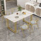Traditional Luxury Dining Table Sintered Stone Table with Gold Frame White Gold 70.9"L x 35.4"W x 29.5"H Without Chairs Clearhalo ' dining_table' 'Dining Tables & Seating' 'Dining Tables' 'furn' 'furn_dining_table' 'Furniture' 'furniture_dining_table' 'Kitchen & Dining Furniture' 'kitchen&dining_furn' 'kitchen' 'kitchen_dining_table' 4545987