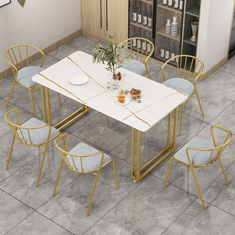 Traditional Luxury Dining Table Sintered Stone Table with Gold Frame White Gold 63"L x 31.5"W x 29.5"H Without Chairs Clearhalo ' dining_table' 'Dining Tables & Seating' 'Dining Tables' 'furn' 'furn_dining_table' 'Furniture' 'furniture_dining_table' 'Kitchen & Dining Furniture' 'kitchen&dining_furn' 'kitchen' 'kitchen_dining_table' 4545988