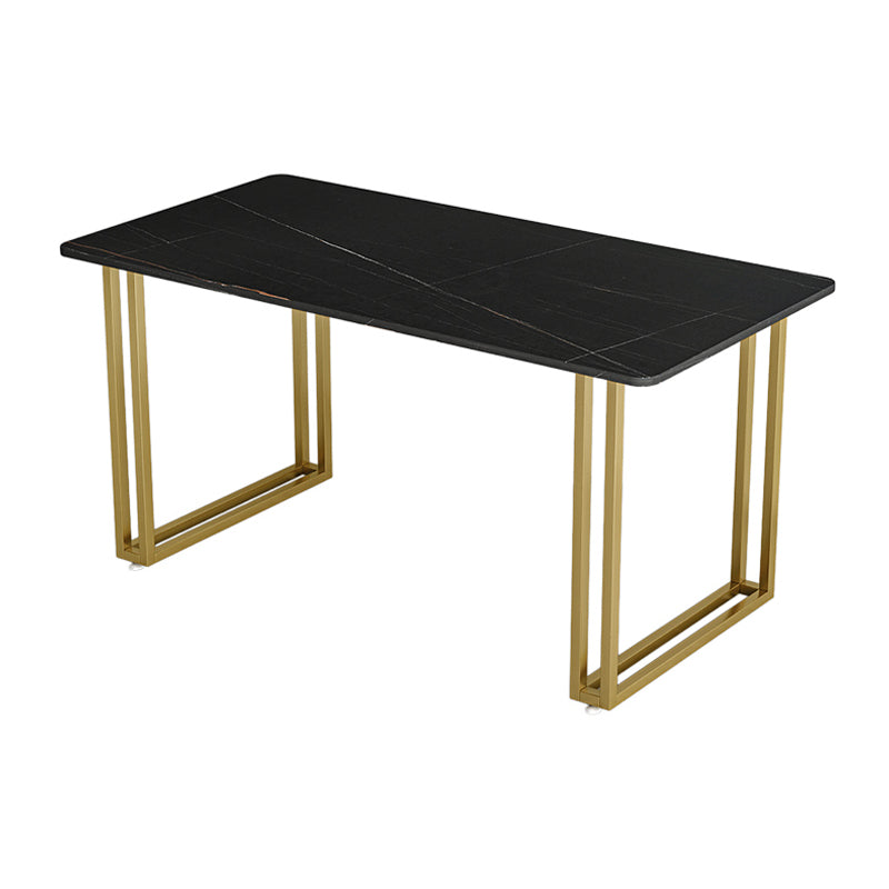 Traditional Luxury Dining Table Sintered Stone Table with Gold Frame Black Gold Without Chairs Clearhalo ' dining_table' 'Dining Tables & Seating' 'Dining Tables' 'furn' 'furn_dining_table' 'Furniture' 'furniture_dining_table' 'Kitchen & Dining Furniture' 'kitchen&dining_furn' 'kitchen' 'kitchen_dining_table' 4545991