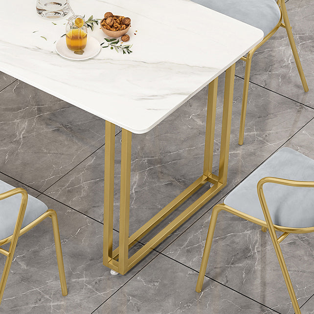 Traditional Luxury Dining Table Sintered Stone Table with Gold Frame Clearhalo ' dining_table' 'Dining Tables & Seating' 'Dining Tables' 'furn' 'furn_dining_table' 'Furniture' 'furniture_dining_table' 'Kitchen & Dining Furniture' 'kitchen&dining_furn' 'kitchen' 'kitchen_dining_table' 4545993