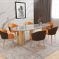 Luxury Sintered Stone Top Dining Table Oval Table with 3 Legs for Restaurant Gray Gold 51.2"L x 27.6"W x 29.5"H Clearhalo ' dining_table' 'Dining Tables & Seating' 'Dining Tables' 'furn' 'furn_dining_table' 'Furniture' 'furniture_dining_table' 'Kitchen & Dining Furniture' 'kitchen&dining_furn' 'kitchen' 'kitchen_dining_table' 4545999