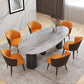 Luxury Sintered Stone Top Dining Table Oval Table with 3 Legs for Restaurant Gray Black 59.1"L x 29.5"W x 29.5"H Clearhalo ' dining_table' 'Dining Tables & Seating' 'Dining Tables' 'furn' 'furn_dining_table' 'Furniture' 'furniture_dining_table' 'Kitchen & Dining Furniture' 'kitchen&dining_furn' 'kitchen' 'kitchen_dining_table' 4546001