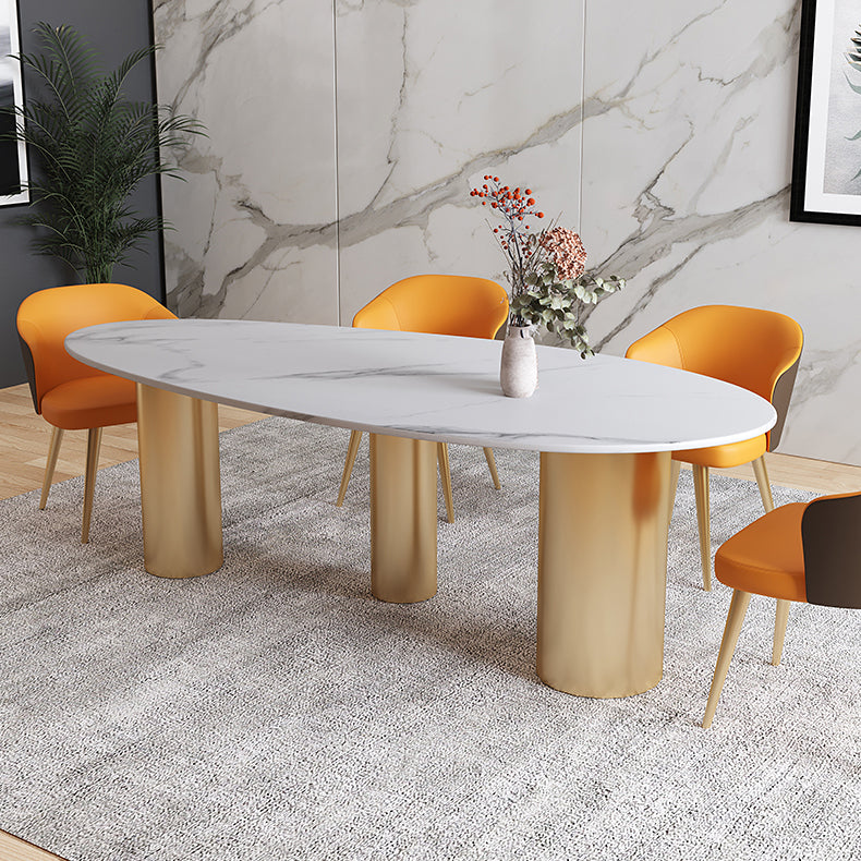 Luxury Sintered Stone Top Dining Table Oval Table with 3 Legs for Restaurant Clearhalo ' dining_table' 'Dining Tables & Seating' 'Dining Tables' 'furn' 'furn_dining_table' 'Furniture' 'furniture_dining_table' 'Kitchen & Dining Furniture' 'kitchen&dining_furn' 'kitchen' 'kitchen_dining_table' 4546010