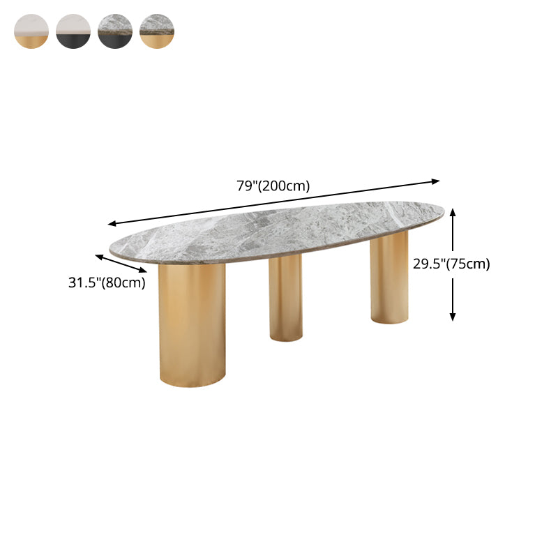 Luxury Sintered Stone Top Dining Table Oval Table with 3 Legs for Restaurant Clearhalo ' dining_table' 'Dining Tables & Seating' 'Dining Tables' 'furn' 'furn_dining_table' 'Furniture' 'furniture_dining_table' 'Kitchen & Dining Furniture' 'kitchen&dining_furn' 'kitchen' 'kitchen_dining_table' 4546017