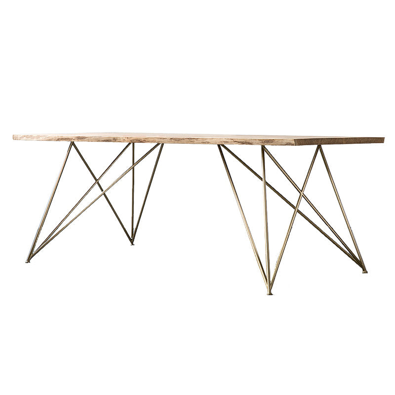 Rectangle 4 Legs Luxury Dining Table Wood Color Fixed Table of Solid Wood Gold Without Chairs Clearhalo ' dining_table' 'Dining Tables & Seating' 'Dining Tables' 'furn' 'furn_dining_table' 'Furniture' 'furniture_dining_table' 'Kitchen & Dining Furniture' 'kitchen&dining_furn' 'kitchen' 'kitchen_dining_table' 4546038