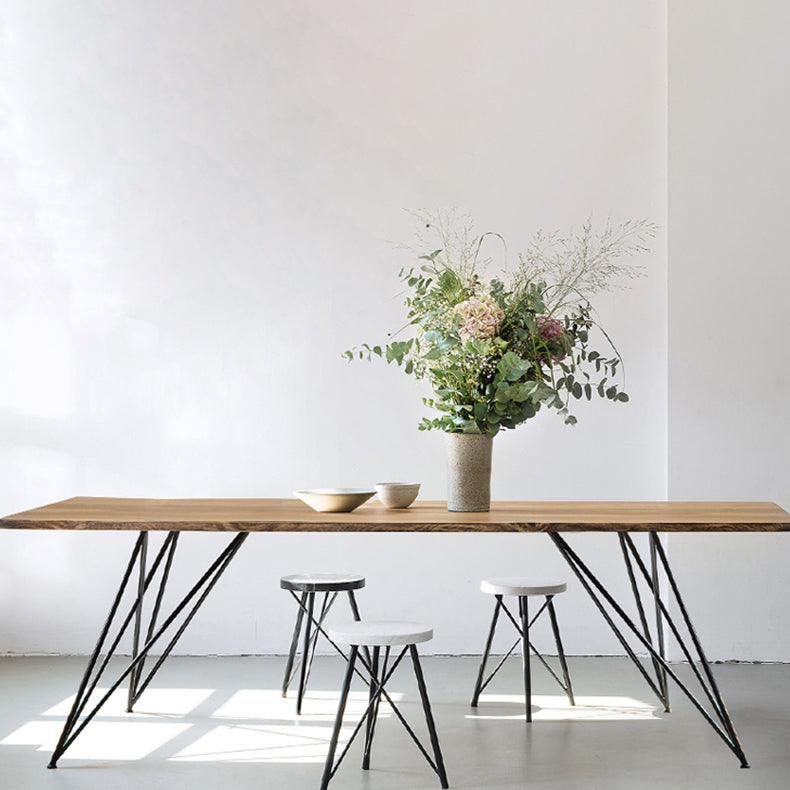 Rectangle 4 Legs Luxury Dining Table Wood Color Fixed Table of Solid Wood Clearhalo ' dining_table' 'Dining Tables & Seating' 'Dining Tables' 'furn' 'furn_dining_table' 'Furniture' 'furniture_dining_table' 'Kitchen & Dining Furniture' 'kitchen&dining_furn' 'kitchen' 'kitchen_dining_table' 4546044