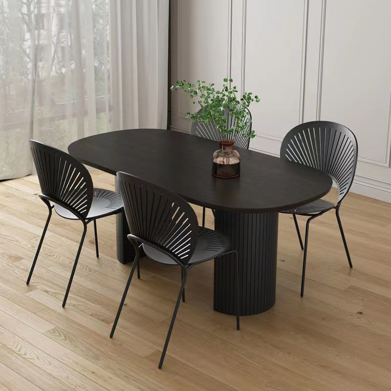 Double Pedestal Dining Table Contemporary Style Dining Room Table for Home Oval Wood 70.9"L x 35.4"W x 29.5"H Clearhalo ' dining_table' 'Dining Tables & Seating' 'Dining Tables' 'furn' 'furn_dining_table' 'Furniture' 'furniture_dining_table' 'Kitchen & Dining Furniture' 'kitchen&dining_furn' 'kitchen' 'kitchen_dining_table' 4546053