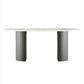 Double Pedestal Dining Table Contemporary Style Dining Room Table for Home Oval Marble 63"L x 31.5"W x 29.5"H Clearhalo ' dining_table' 'Dining Tables & Seating' 'Dining Tables' 'furn' 'furn_dining_table' 'Furniture' 'furniture_dining_table' 'Kitchen & Dining Furniture' 'kitchen&dining_furn' 'kitchen' 'kitchen_dining_table' 4546054