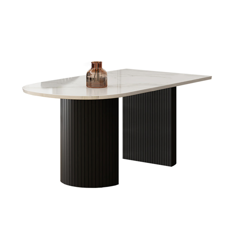 Double Pedestal Dining Table Contemporary Style Dining Room Table for Home Free Form Marble Clearhalo ' dining_table' 'Dining Tables & Seating' 'Dining Tables' 'furn' 'furn_dining_table' 'Furniture' 'furniture_dining_table' 'Kitchen & Dining Furniture' 'kitchen&dining_furn' 'kitchen' 'kitchen_dining_table' 4546055