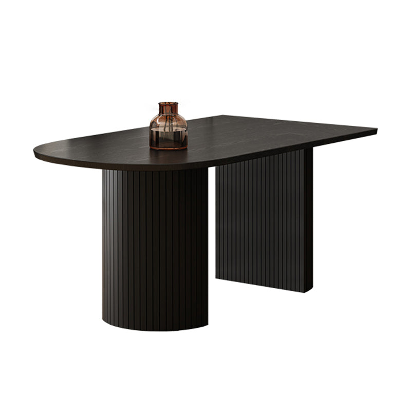Double Pedestal Dining Table Contemporary Style Dining Room Table for Home Free Form Wood Clearhalo ' dining_table' 'Dining Tables & Seating' 'Dining Tables' 'furn' 'furn_dining_table' 'Furniture' 'furniture_dining_table' 'Kitchen & Dining Furniture' 'kitchen&dining_furn' 'kitchen' 'kitchen_dining_table' 4546057