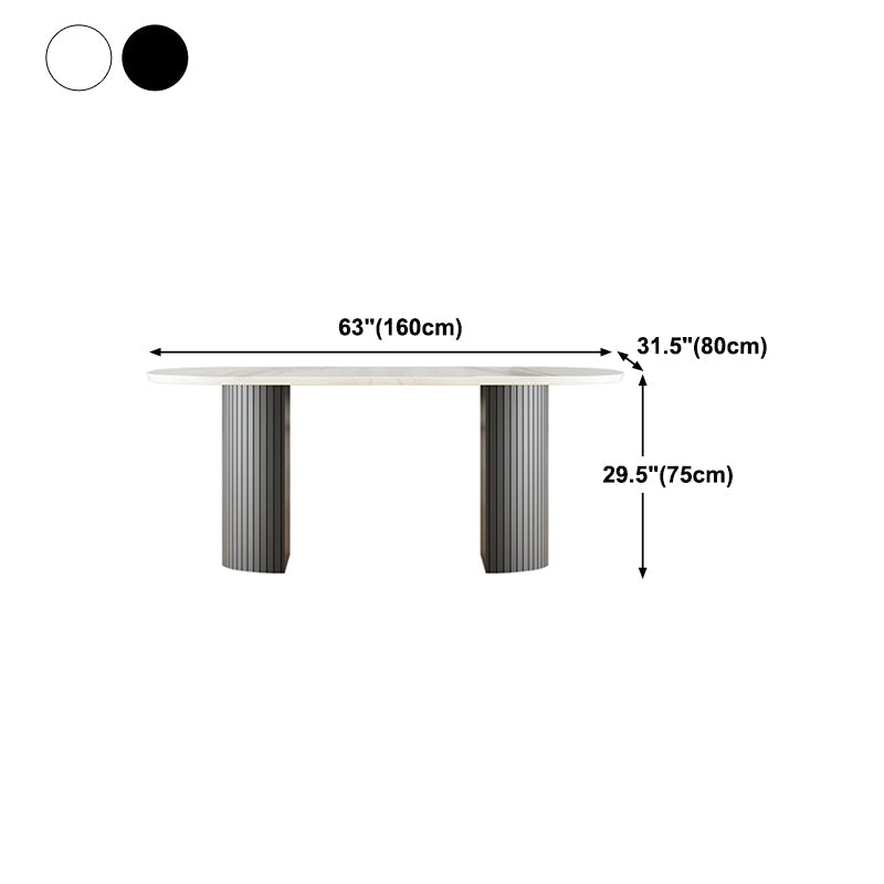 Double Pedestal Dining Table Contemporary Style Dining Room Table for Home Clearhalo ' dining_table' 'Dining Tables & Seating' 'Dining Tables' 'furn' 'furn_dining_table' 'Furniture' 'furniture_dining_table' 'Kitchen & Dining Furniture' 'kitchen&dining_furn' 'kitchen' 'kitchen_dining_table' 4546071