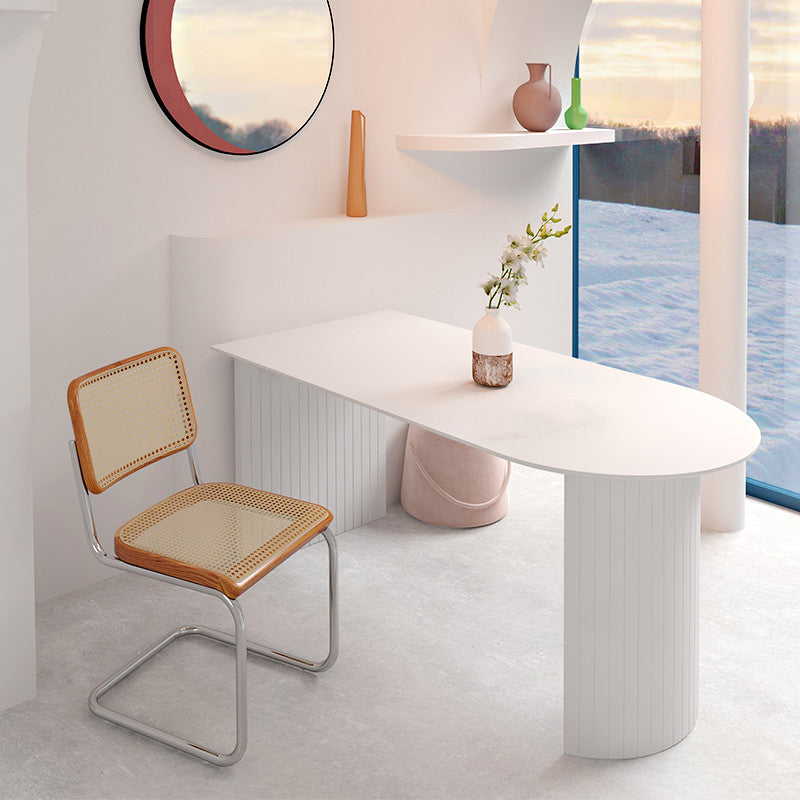 Solid Wood Modern Free Form Dining Table Pine Wood Top Table with Double Pedestal Base White 78.7"L x 31.5"W x 29.5"H Without Chairs Clearhalo ' dining_table' 'Dining Tables & Seating' 'Dining Tables' 'furn' 'furn_dining_table' 'Furniture' 'furniture_dining_table' 'Kitchen & Dining Furniture' 'kitchen&dining_furn' 'kitchen' 'kitchen_dining_table' 4546130
