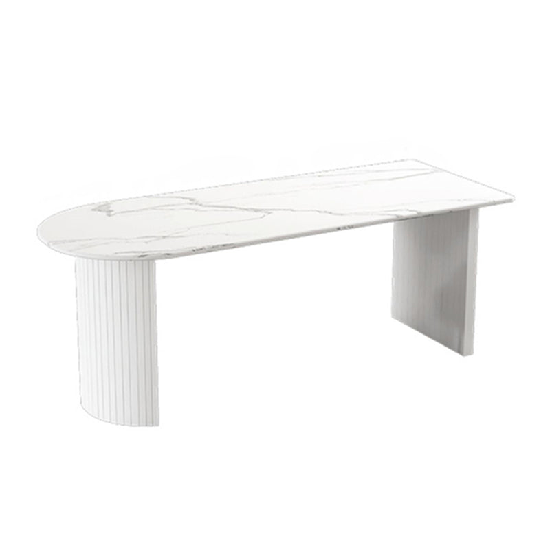 Stone Double Pedestal Dining Table Simplicity Style Dining Room Table for Home Free Form White Clearhalo ' dining_table' 'Dining Tables & Seating' 'Dining Tables' 'furn' 'furn_dining_table' 'Furniture' 'furniture_dining_table' 'Kitchen & Dining Furniture' 'kitchen&dining_furn' 'kitchen' 'kitchen_dining_table' 4546156