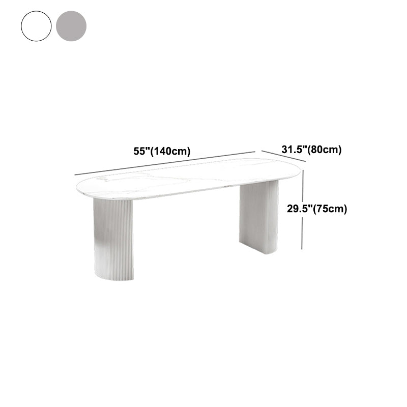 Stone Double Pedestal Dining Table Simplicity Style Dining Room Table for Home Clearhalo ' dining_table' 'Dining Tables & Seating' 'Dining Tables' 'furn' 'furn_dining_table' 'Furniture' 'furniture_dining_table' 'Kitchen & Dining Furniture' 'kitchen&dining_furn' 'kitchen' 'kitchen_dining_table' 4546164