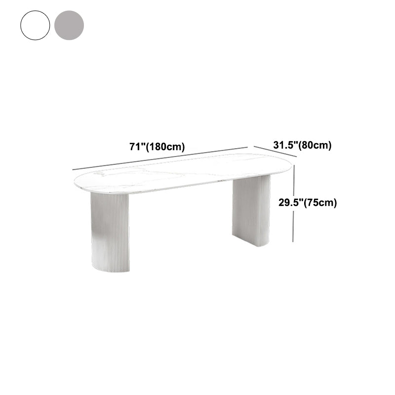 Stone Double Pedestal Dining Table Simplicity Style Dining Room Table for Home Clearhalo ' dining_table' 'Dining Tables & Seating' 'Dining Tables' 'furn' 'furn_dining_table' 'Furniture' 'furniture_dining_table' 'Kitchen & Dining Furniture' 'kitchen&dining_furn' 'kitchen' 'kitchen_dining_table' 4546166