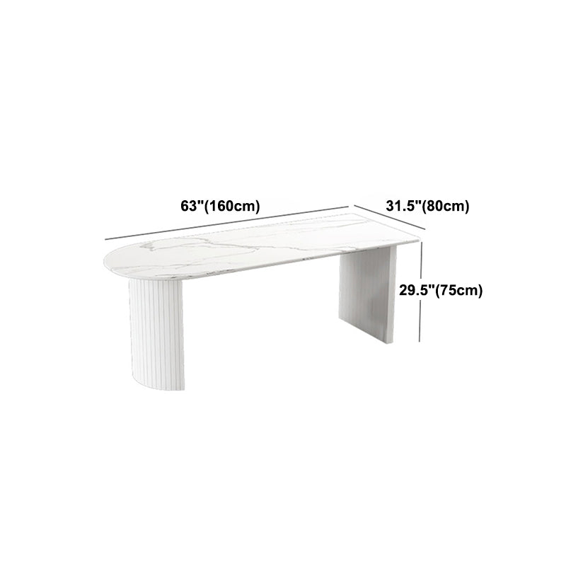 Stone Double Pedestal Dining Table Simplicity Style Dining Room Table for Home Clearhalo ' dining_table' 'Dining Tables & Seating' 'Dining Tables' 'furn' 'furn_dining_table' 'Furniture' 'furniture_dining_table' 'Kitchen & Dining Furniture' 'kitchen&dining_furn' 'kitchen' 'kitchen_dining_table' 4546167