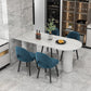 Sintered Stone Top Freeform Table for Restaurant Modern Dining Table with 3 Legs White 51.2"L x 27.6"W x 29.5"H Without Chairs Clearhalo ' dining_table' 'Dining Tables & Seating' 'Dining Tables' 'furn' 'furn_dining_table' 'Furniture' 'furniture_dining_table' 'Kitchen & Dining Furniture' 'kitchen&dining_furn' 'kitchen' 'kitchen_dining_table' 4546171
