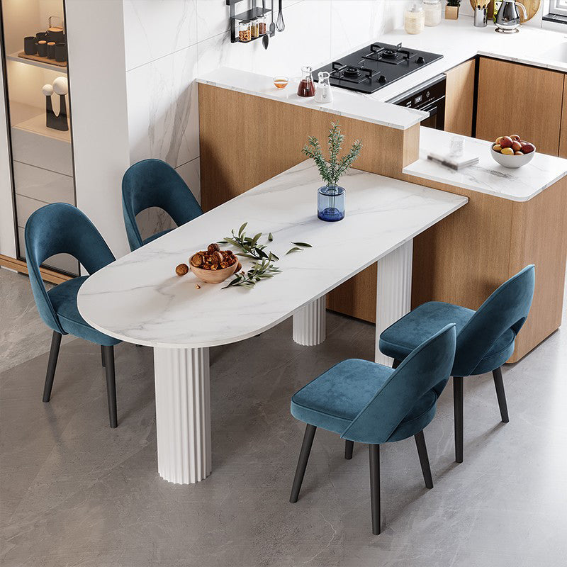 Sintered Stone Top Freeform Table for Restaurant Modern Dining Table with 3 Legs White 63"L x 27.6"W x 29.5"H Without Chairs Clearhalo ' dining_table' 'Dining Tables & Seating' 'Dining Tables' 'furn' 'furn_dining_table' 'Furniture' 'furniture_dining_table' 'Kitchen & Dining Furniture' 'kitchen&dining_furn' 'kitchen' 'kitchen_dining_table' 4546173