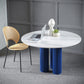 Sintered Stone Dining Table Modern Round Dining Table with Wooden Base Blue 31.5"L x 31.5"W x 29.5"H Without Chairs Clearhalo ' dining_table' 'Dining Tables & Seating' 'Dining Tables' 'furn' 'furn_dining_table' 'Furniture' 'furniture_dining_table' 'Kitchen & Dining Furniture' 'kitchen&dining_furn' 'kitchen' 'kitchen_dining_table' 4546186