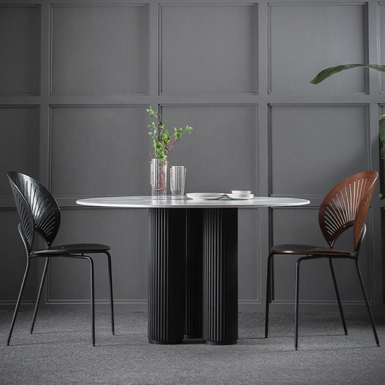 Sintered Stone Dining Table Modern Round Dining Table with Wooden Base Black Without Chairs Clearhalo ' dining_table' 'Dining Tables & Seating' 'Dining Tables' 'furn' 'furn_dining_table' 'Furniture' 'furniture_dining_table' 'Kitchen & Dining Furniture' 'kitchen&dining_furn' 'kitchen' 'kitchen_dining_table' 4546188