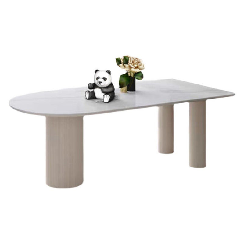 Contemporary Stone Dinner Table Tripod Base Dining Room Table for Home White Without Chairs Clearhalo ' dining_table' 'Dining Tables & Seating' 'Dining Tables' 'furn' 'furn_dining_table' 'Furniture' 'furniture_dining_table' 'Kitchen & Dining Furniture' 'kitchen&dining_furn' 'kitchen' 'kitchen_dining_table' 4546207