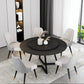 Sintered Stone Dining Table Round Modern Dining Table with Black Frame Black 47.2"L x 47.2"W x 29.5"H Lazy Susan Clearhalo ' dining_table' 'Dining Tables & Seating' 'Dining Tables' 'furn' 'furn_dining_table' 'Furniture' 'furniture_dining_table' 'Kitchen & Dining Furniture' 'kitchen&dining_furn' 'kitchen' 'kitchen_dining_table' 4546231